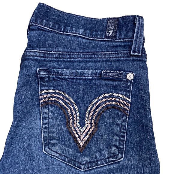 7 For All Mankind Straight Leg Jeans Low Rise, Medium Blue Wash - Picture 3 of 11